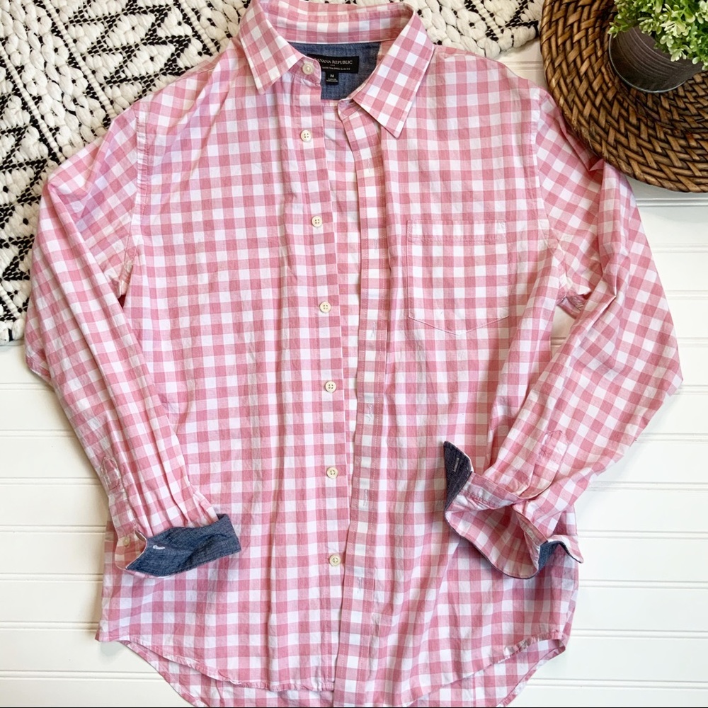 COPY - BANANA REPUBLIC Pink Checkered Button Down Shirt